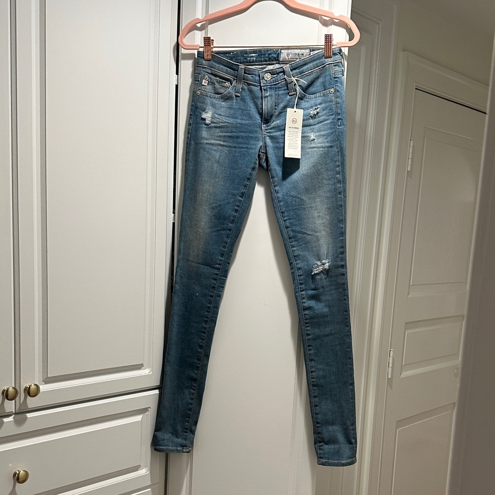 AG Adriano Goldschmied Distressed Blue The Legging Skinny Jeans
